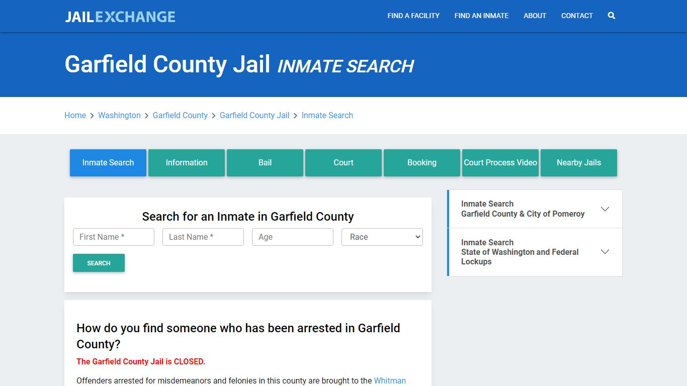 Garfield County Jail, WA Inmate Search: Roster & Mugshots