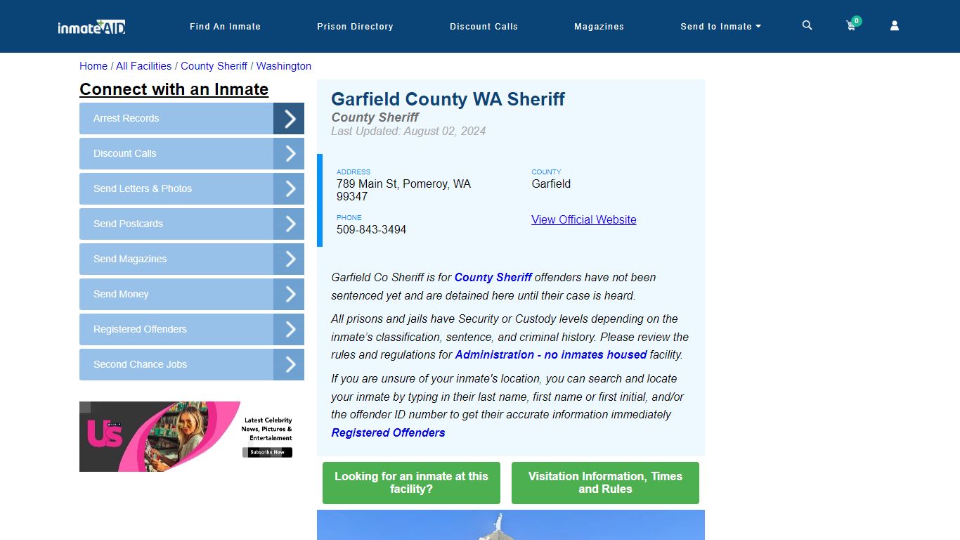 Garfield County WA Sheriff & Arrest Search - InmateAid