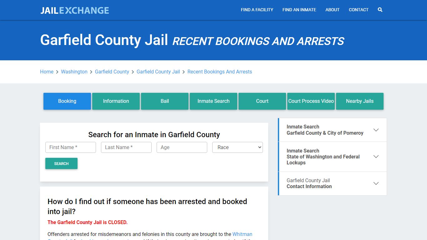 Garfield County Jail Recent Bookings And Arrests - Jail Exchange