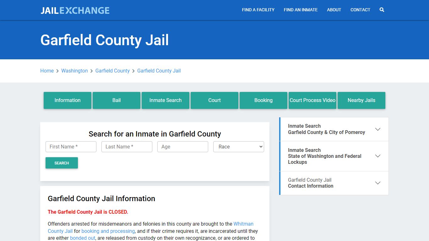 Garfield County Jail Roster Lookup, WA, Inmate Search